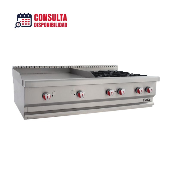 ESTUFA COMBINADA PARRILLA Y PLANCA 4 QUEMADORES MODELO CG-40PD MARCA DRAGO