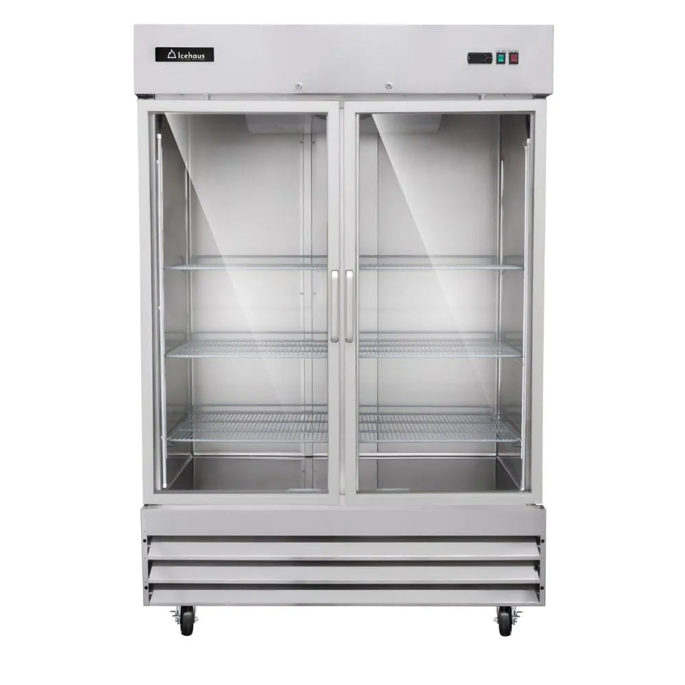 REFRIGERADOR PROFESIONAL VERTICAL EN ACERO INOXIDABLE 2 PUERTAS DE CRISTAL MODELO RV-2PC-SS-01 MARCA ICEHAUS
