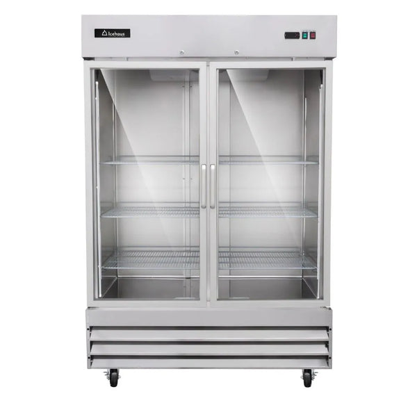 REFRIGERADOR PROFESIONAL VERTICAL EN ACERO INOXIDABLE 2 PUERTAS DE CRISTAL MODELO RV-2PC-SS-01 MARCA ICEHAUS