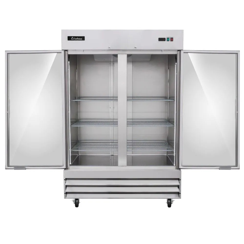 REFRIGERADOR PROFESIONAL VERTICAL EN ACERO INOXIDABLE 2 PUERTAS DE CRISTAL MODELO RV-2PC-SS-01 MARCA ICEHAUS