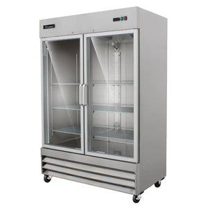 REFRIGERADOR PROFESIONAL VERTICAL EN ACERO INOXIDABLE 2 PUERTAS DE CRISTAL MODELO RV-2PC-SS-01 MARCA ICEHAUS