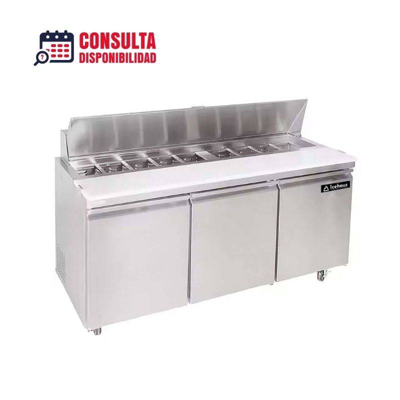MESA PARA ENSALADAS 3 PUERTAS MODELO ME-3P-SS-01 MARCA ICEHAUS
