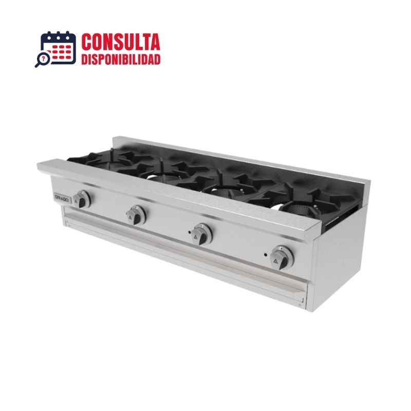 PARRILLA DE 4 QUEMADORES A GAS MODELO CG-40 SLIM MARCA DRAGO
