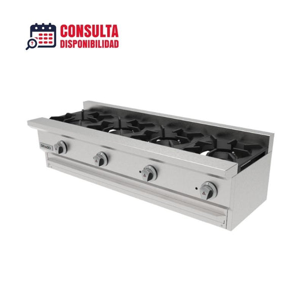 PARRILLA DE 4 QUEMADORES A GAS MODELO CG-40 SLIM MARCA DRAGO