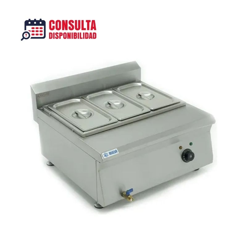 Baño maria electrico MIGSA BN600-E607 4 divisiones con insertos y tapas