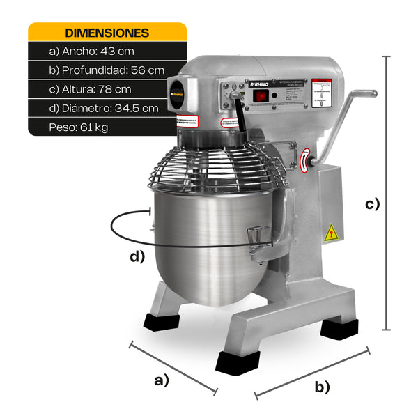 BATIDORA PLANETARIA MODELO BATI-20 MARCA RHINO