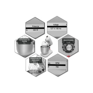 BATIDORA PLANETARIA 7LTS MODELO BATI-7 MARCA RHINO