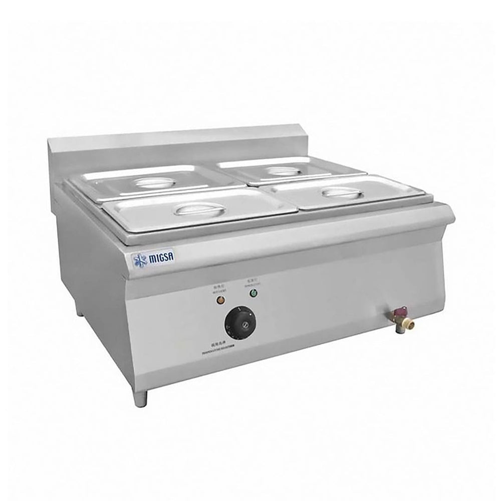 Baño maria electrico MIGSA BN600-E607 4 divisiones con insertos y tapas