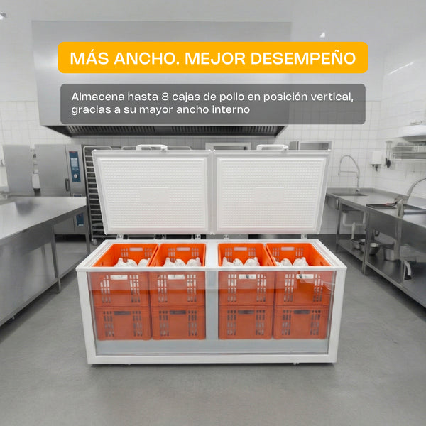 CONGELADOR HORIZONTAL CON TAPA DE ACERO INOXIDABLE 24FT MODELO CONGECO-24X MARCA RHINO