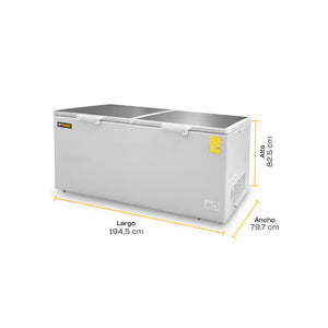 CONGELADOR HORIZONTAL CON TAPA DE ACERO INOXIDABLE 24FT MODELO CONGECO-24X MARCA RHINO