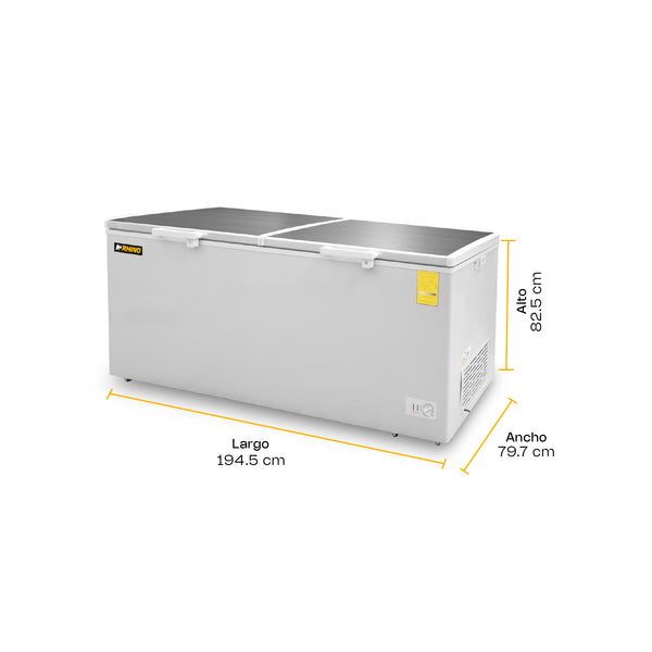 CONGELADOR HORIZONTAL CON TAPA DE ACERO INOXIDABLE 24FT MODELO CONGECO-24X MARCA RHINO