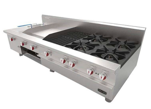 ESTUFA CON 4 QUEMADORES ASADOR PLANCHA FREIDORA Y GRATINADOR