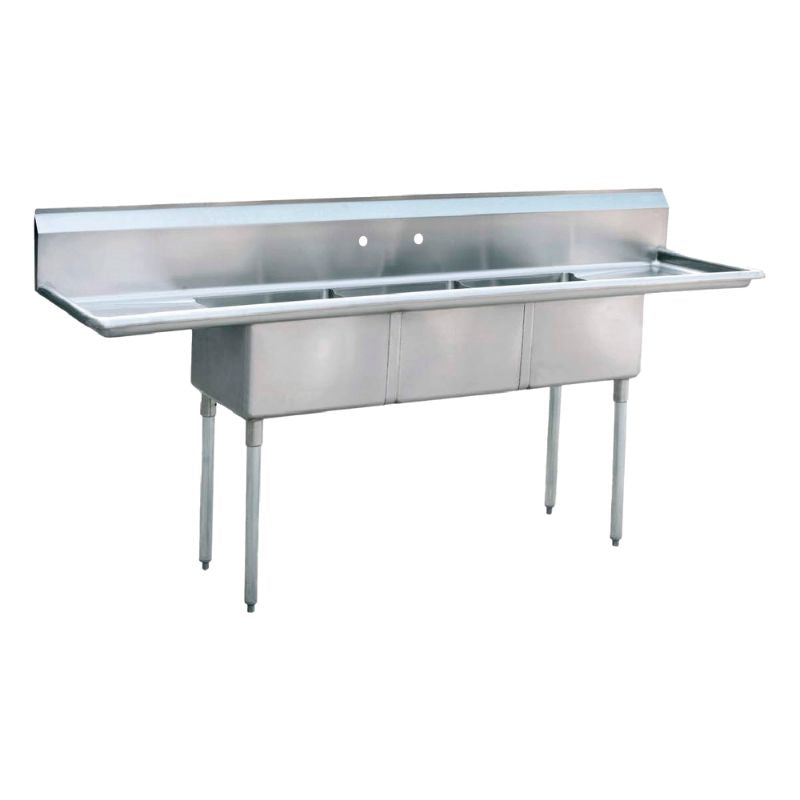 FREGADERO DE 3 TARJAS CON DOS ESCURRIDEROS LATERALES MODELO F3T-01 MARCA DRAGO