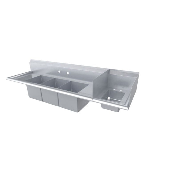 Fregadero Triple DRAGO F4T-151514-12L 3 Tarjas 2 Escurrideros 1 Lavamanos