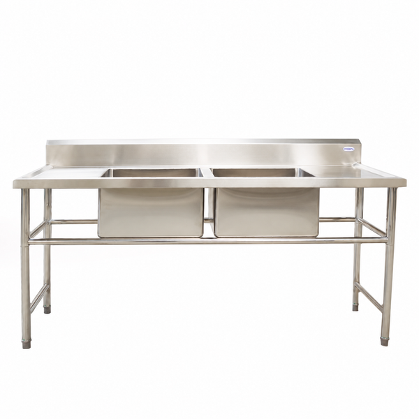 TARJA DE 2 TINAS CON ESCURRIDOR EN ACERO INOXIDABLE MODELO TAR-2TC/E6 MARCA SERAFIN