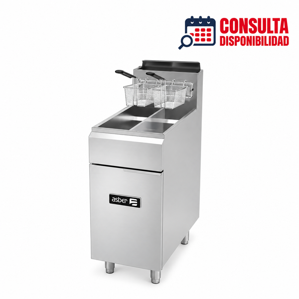 FREIDORA PROFESIONAL A GAS 2 TINAS MODELO AEF 2525 S MARCA ASBER