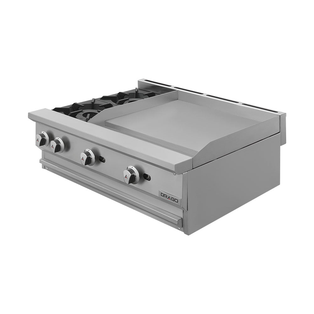 COMBINADO PARRILLA Y PLANCHA DE 2 QUEMADORES MODELO CG-20PD MARCA DRAGO