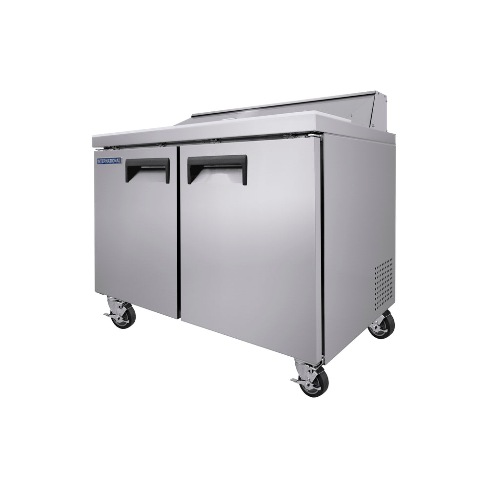 MESA DE PREPARACIÓN DE SÁNDWICHES Y ENSALADAS 2 PUERTAS 13 PIES  MARCA  INTERNATIONAL
