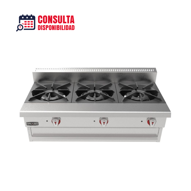 PARRILLA INDUSTRIAL DE 3 QUEMADORES MODELO GPA-300-01_ CG-30 SLIM MARCA DRAGO