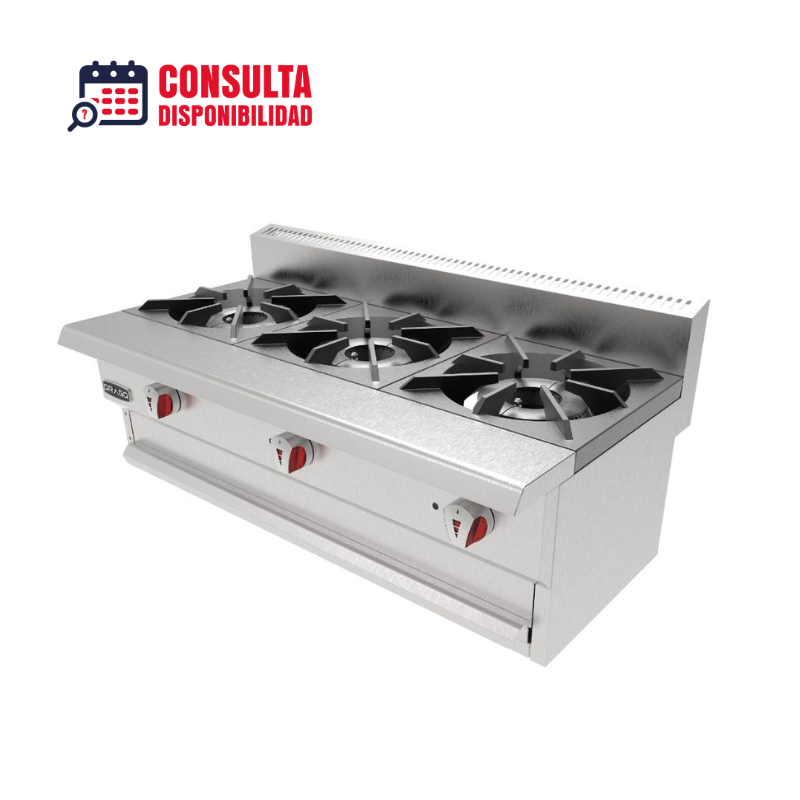 PARRILLA INDUSTRIAL DE 3 QUEMADORES MODELO GPA-300-01_ CG-30 SLIM MARCA DRAGO