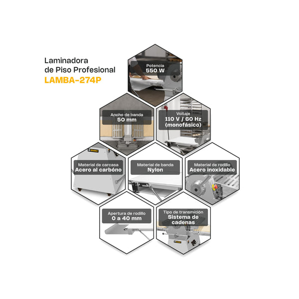 LAMINADORA DE PISO CON BANDAS REVERSIBLES MODELO LAMBA-274P MARCA RHINO