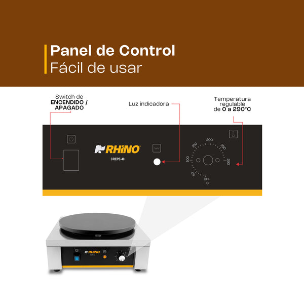CREPERA ELÉCTRICA MODELO CREPE-40 MARCA RHINO