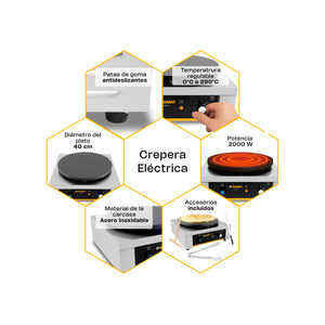 CREPERA ELÉCTRICA MODELO CREPE-40 MARCA RHINO