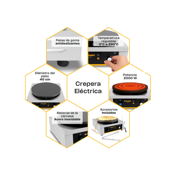 CREPERA ELÉCTRICA MODELO CREPE-40 MARCA RHINO