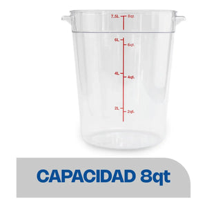 RECIPIENTE DE POLICARBONATO REDONDO GRADUADO MODELO REPORE-8 MARCA CALEDONIA