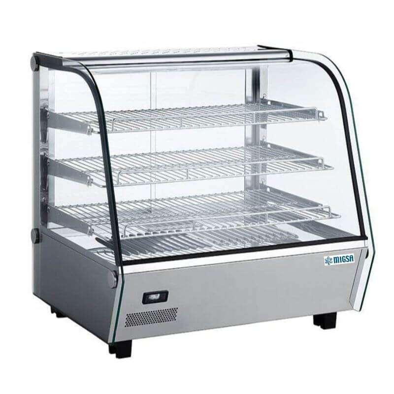VITRINA CALIENTE SOBRE MOSTRADOR CRISTAL CURVO MOD RTR-120L MARCA MIGSA