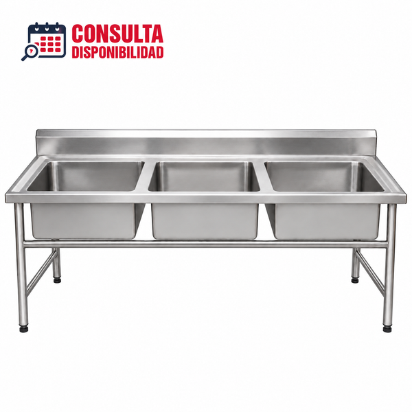 TARJA DE 3 TINAS SIN ESCURRIDOR MODELO TAR-3TS/E6 MARCA SERAFIN