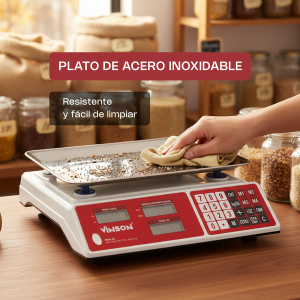 BASCULA DIGITAL DE MOSTRADOR MODELO VINS-40 MARCA VINSON