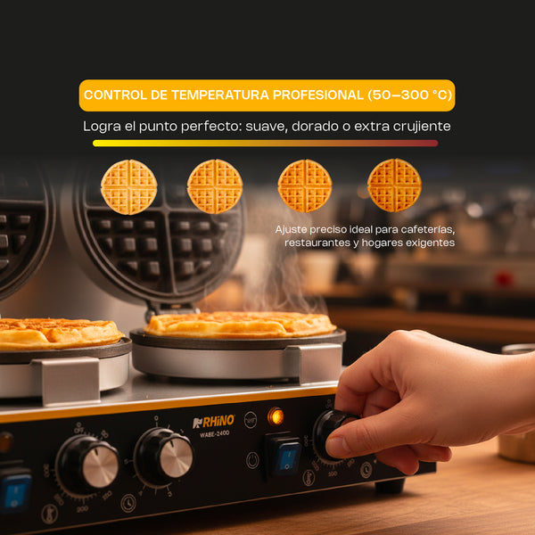 WAFFLERA BELGA BIRATORIA DOBLE MODELO WABE-2400 MARCA RHINO