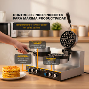 WAFFLERA BELGA BIRATORIA DOBLE MODELO WABE-2400 MARCA RHINO