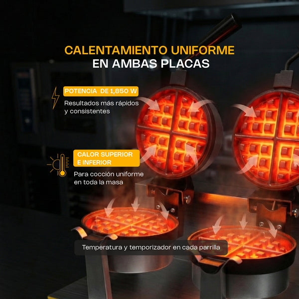 WAFFLERA BELGA BIRATORIA DOBLE MODELO WABE-2400 MARCA RHINO