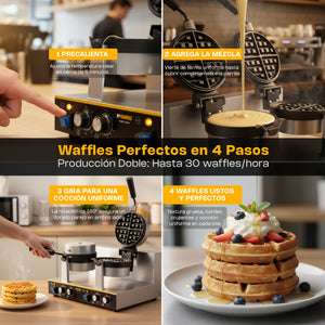 WAFFLERA BELGA BIRATORIA DOBLE MODELO WABE-2400 MARCA RHINO