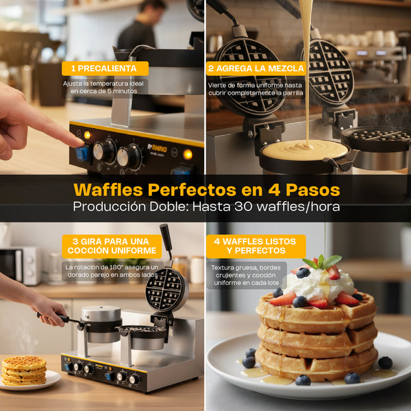 WAFFLERA BELGA BIRATORIA DOBLE MODELO WABE-2400 MARCA RHINO